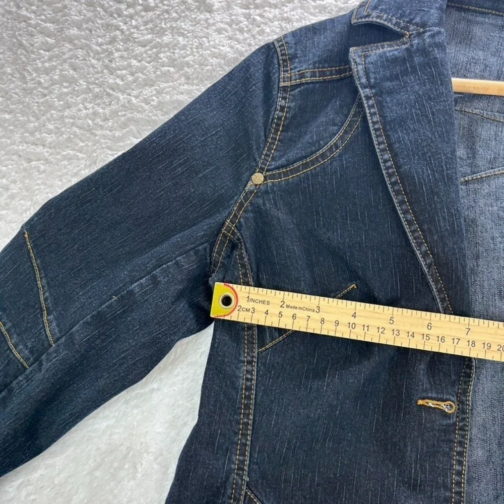 Bisou Bisou Jacket Women's Size 10 Blue Denim Jean Michele Bohbot Long Sleeves